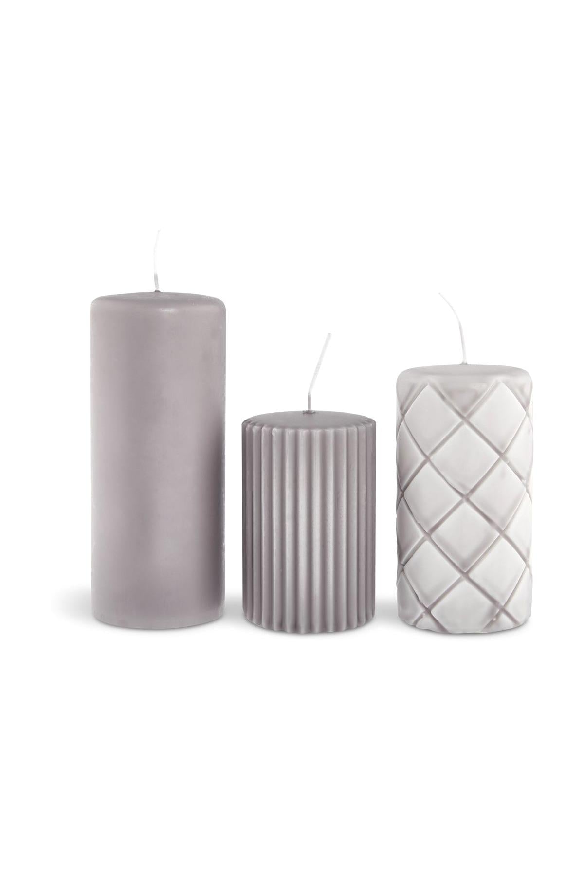 Set of 3 Gray Candles