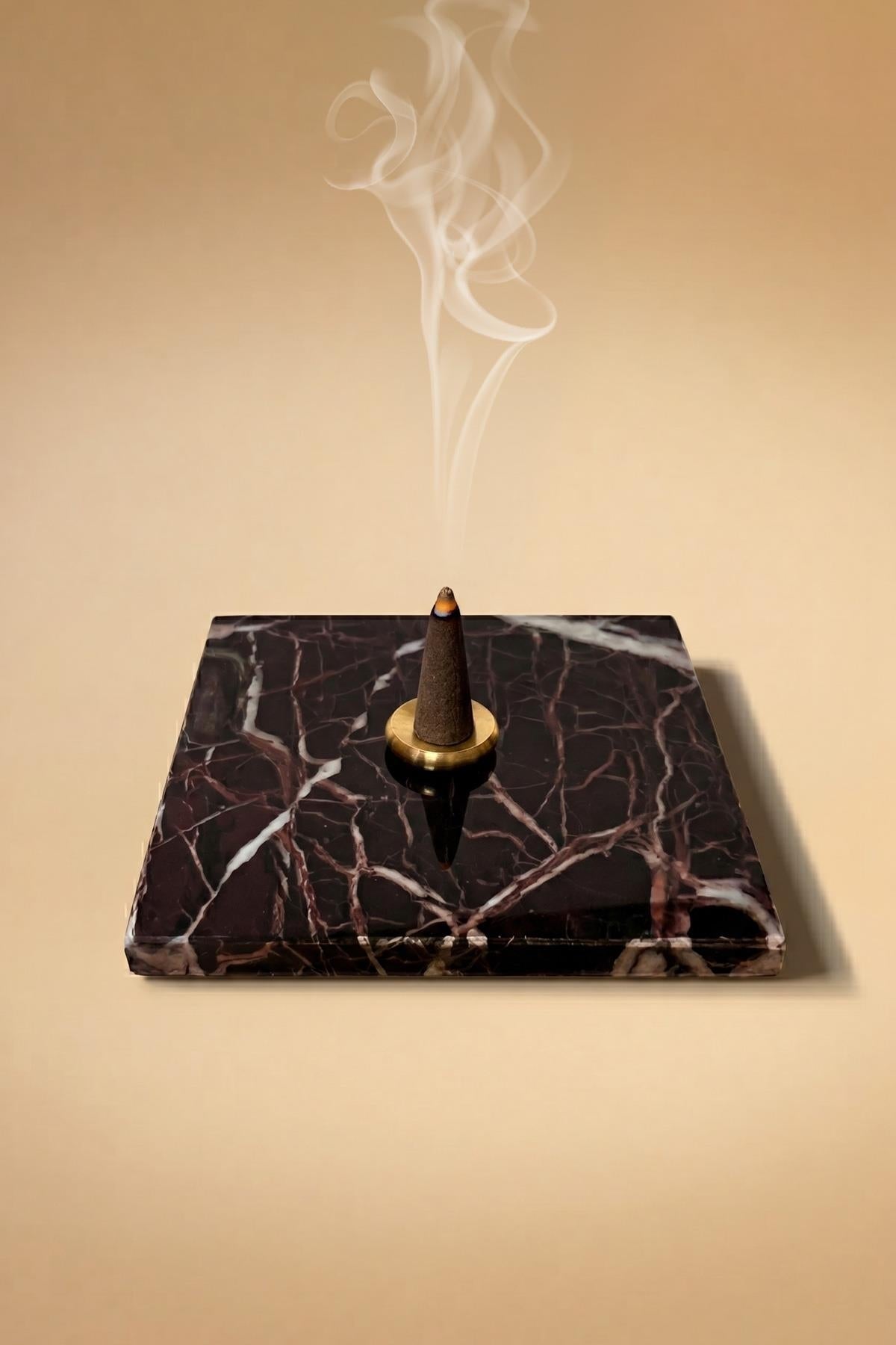 Golden Cherry Square Cone Incense Holder