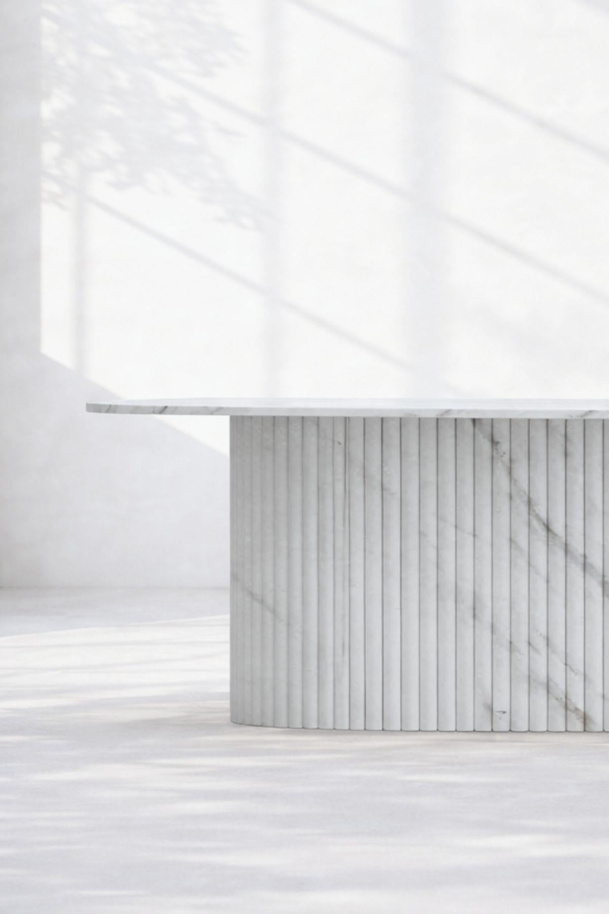 White Twill Marble Dining Table