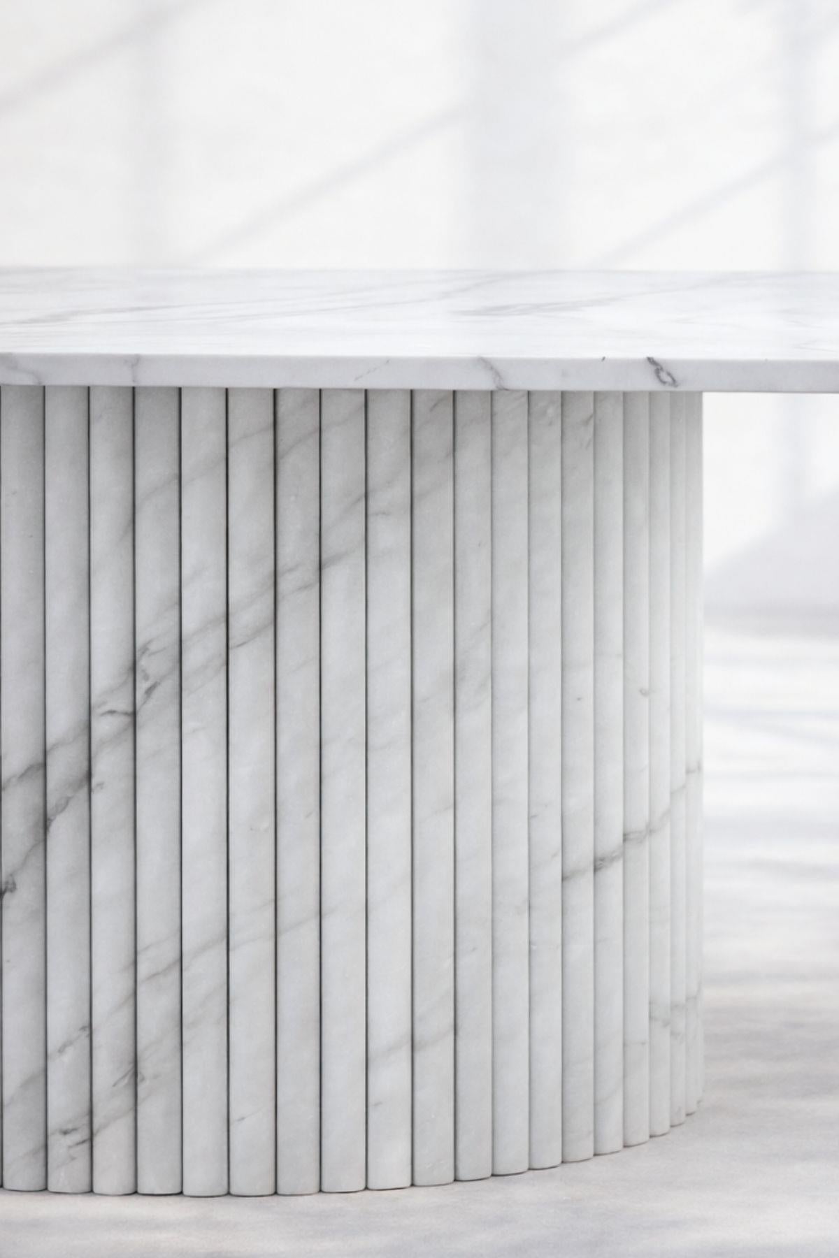 White Twill Marble Dining Table