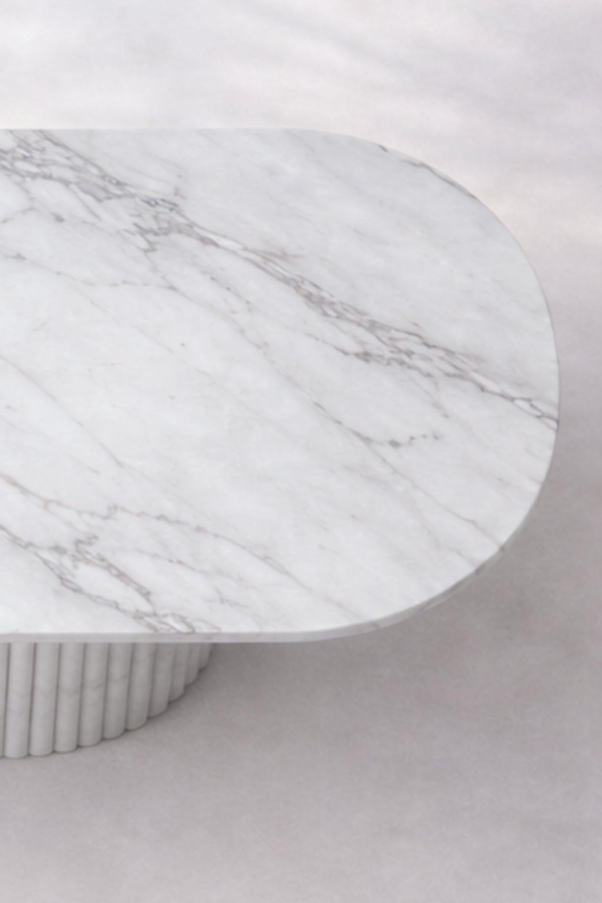 White Twill Marble Dining Table