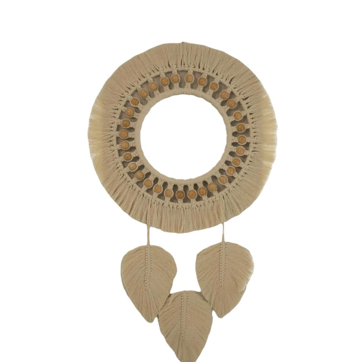 Beaded Leaf Macrame Mirror