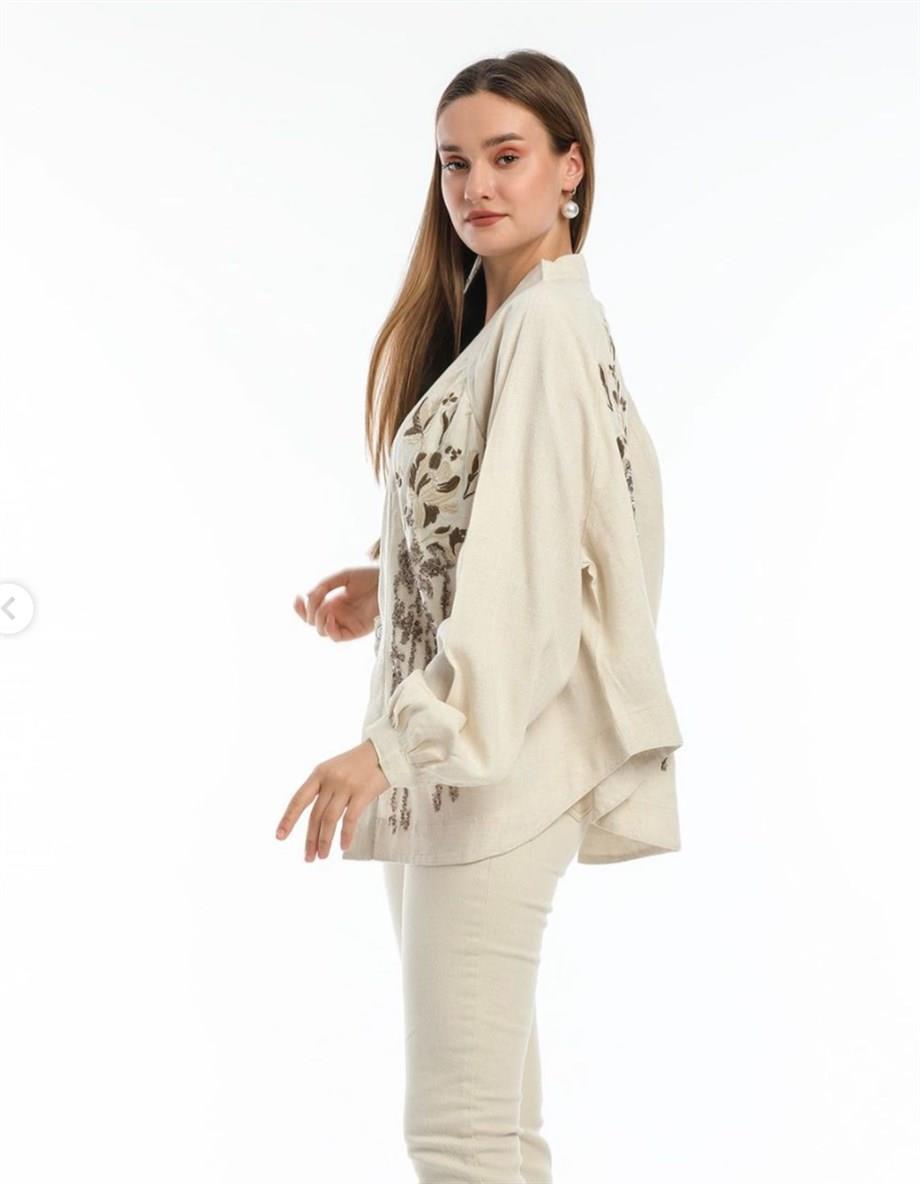 Çiçek İşlemeli Kimono