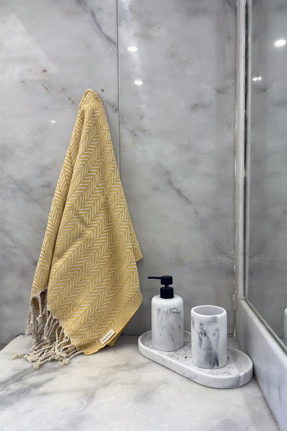 Damla Desenli Peştamal Hardal