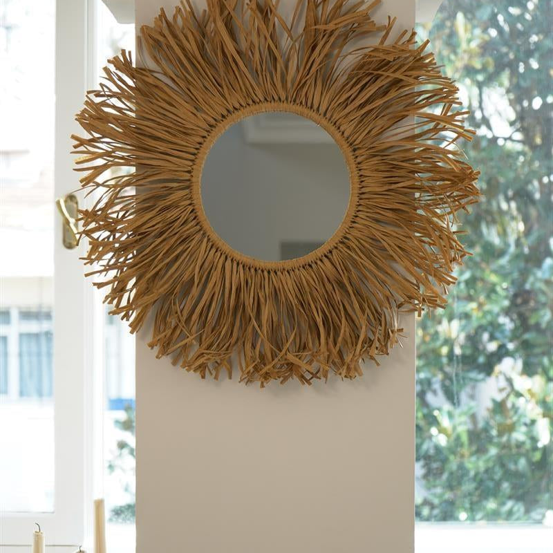 Decorative Raffia Mirror