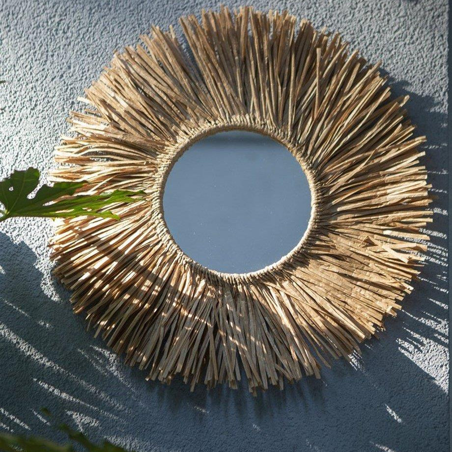 Decorative Raffia Mirror