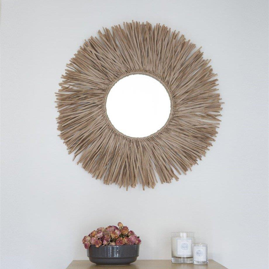 Decorative Raffia Mirror