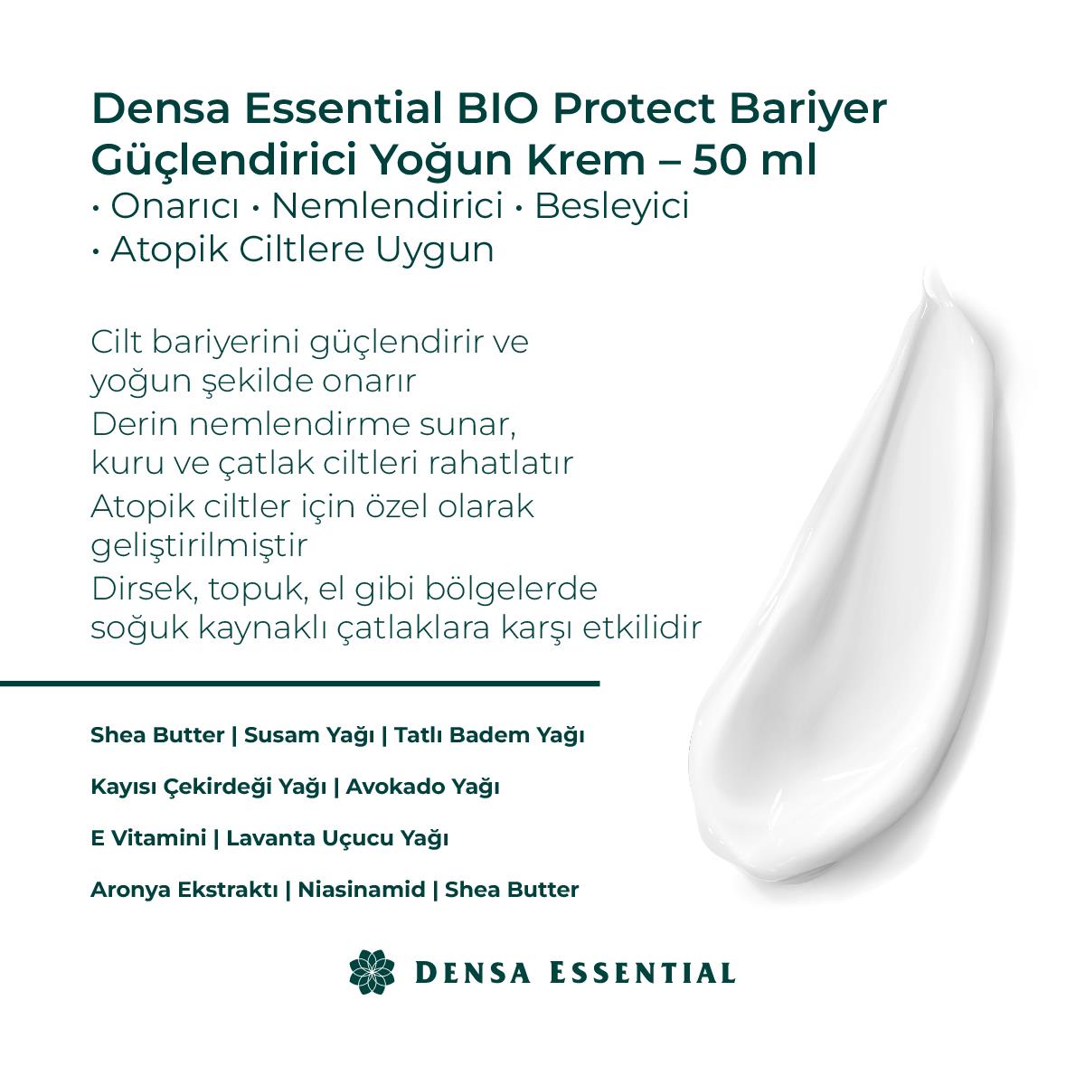 Densa Essential BIO Protect Bariyer Güçlendirici Yoğun Krem - Onarıcı/Besleyici/Nemlendirici Etkili/Atopik Ciltler 50 ml