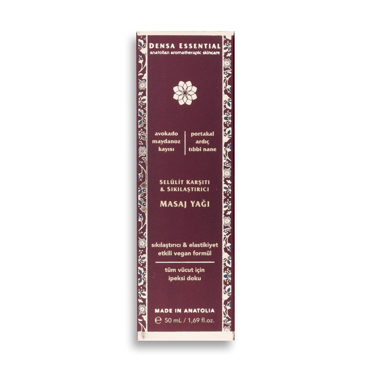 Densa Essential Selülit Karşıtı & Sıkılaştırıcı Masaj Yağı 50 ml Pürüzsüz/Yenilenmiş/Canlı/Sıkı Cilt Görünümü