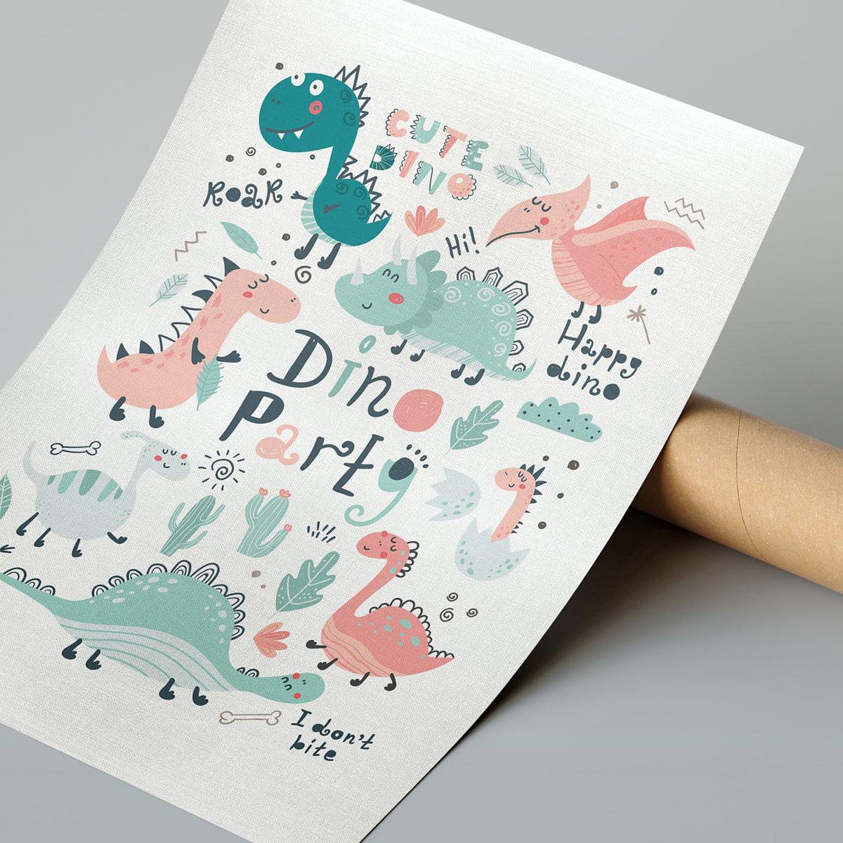 Dino Çerçeveli Poster