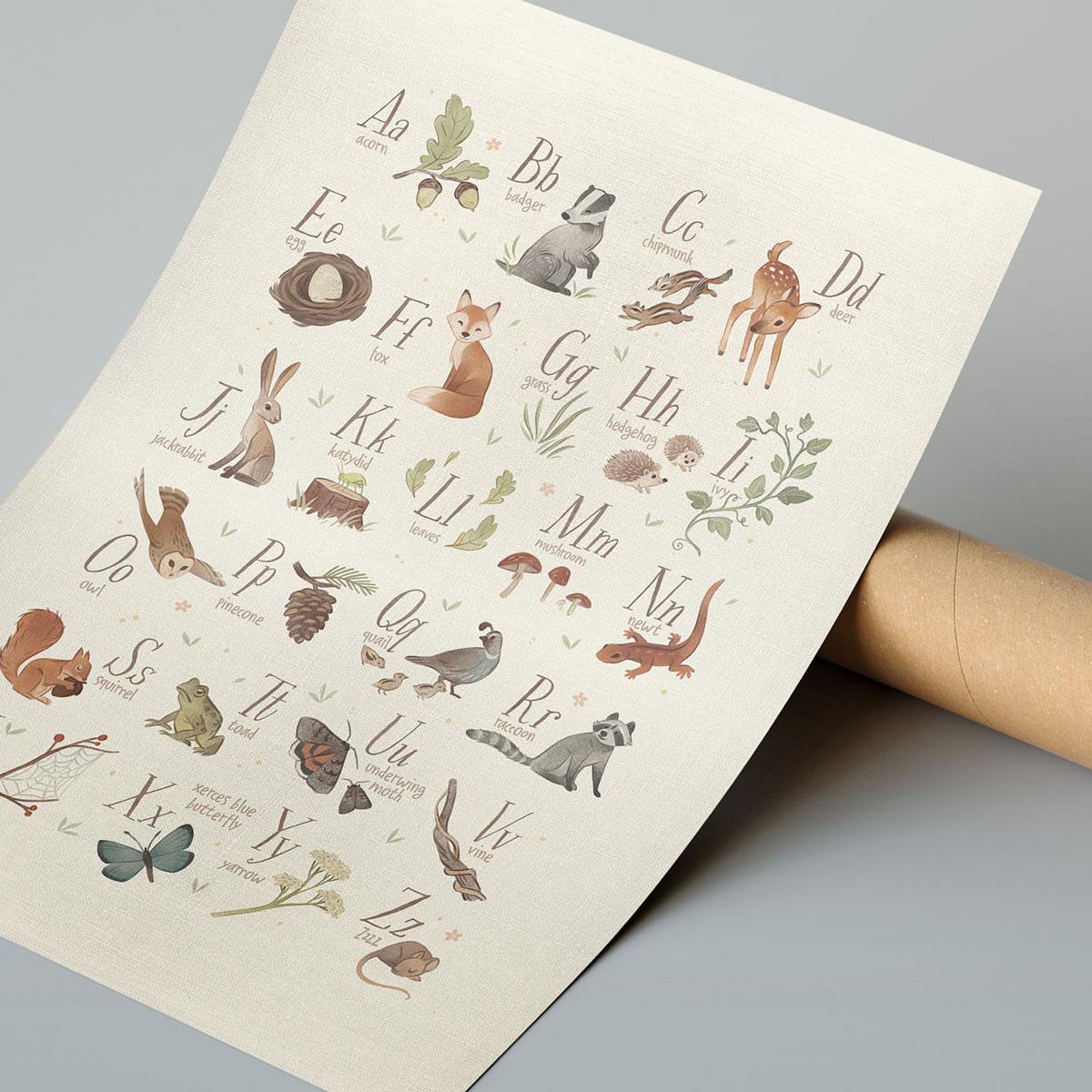 Doğa ve Alfabe Çerçeveli Poster