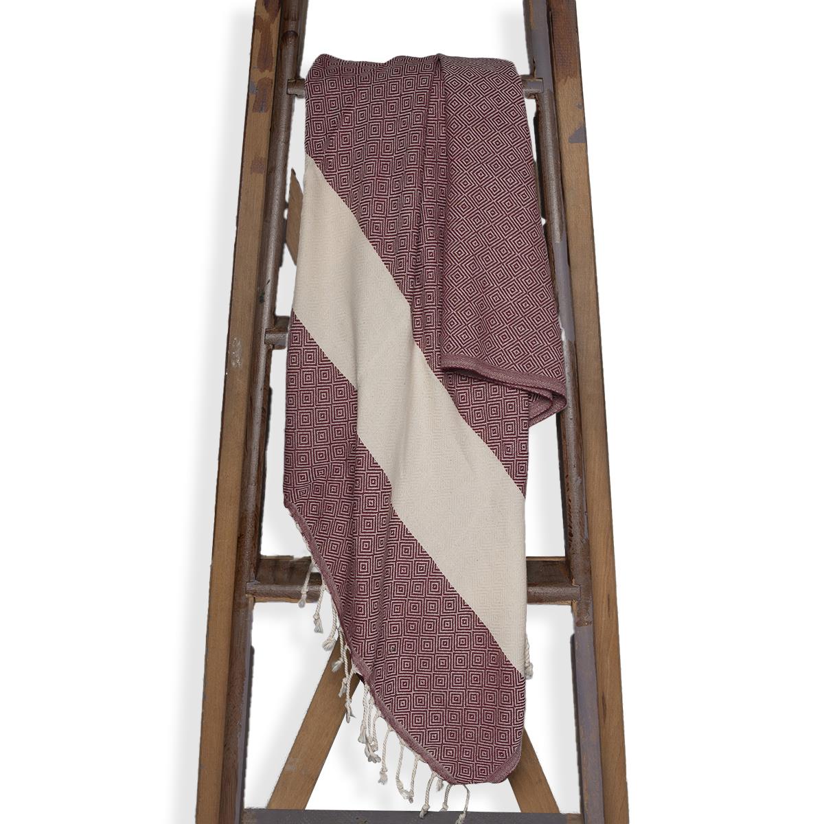 Elmas Desenli Çift Kişilik Pike Bordo