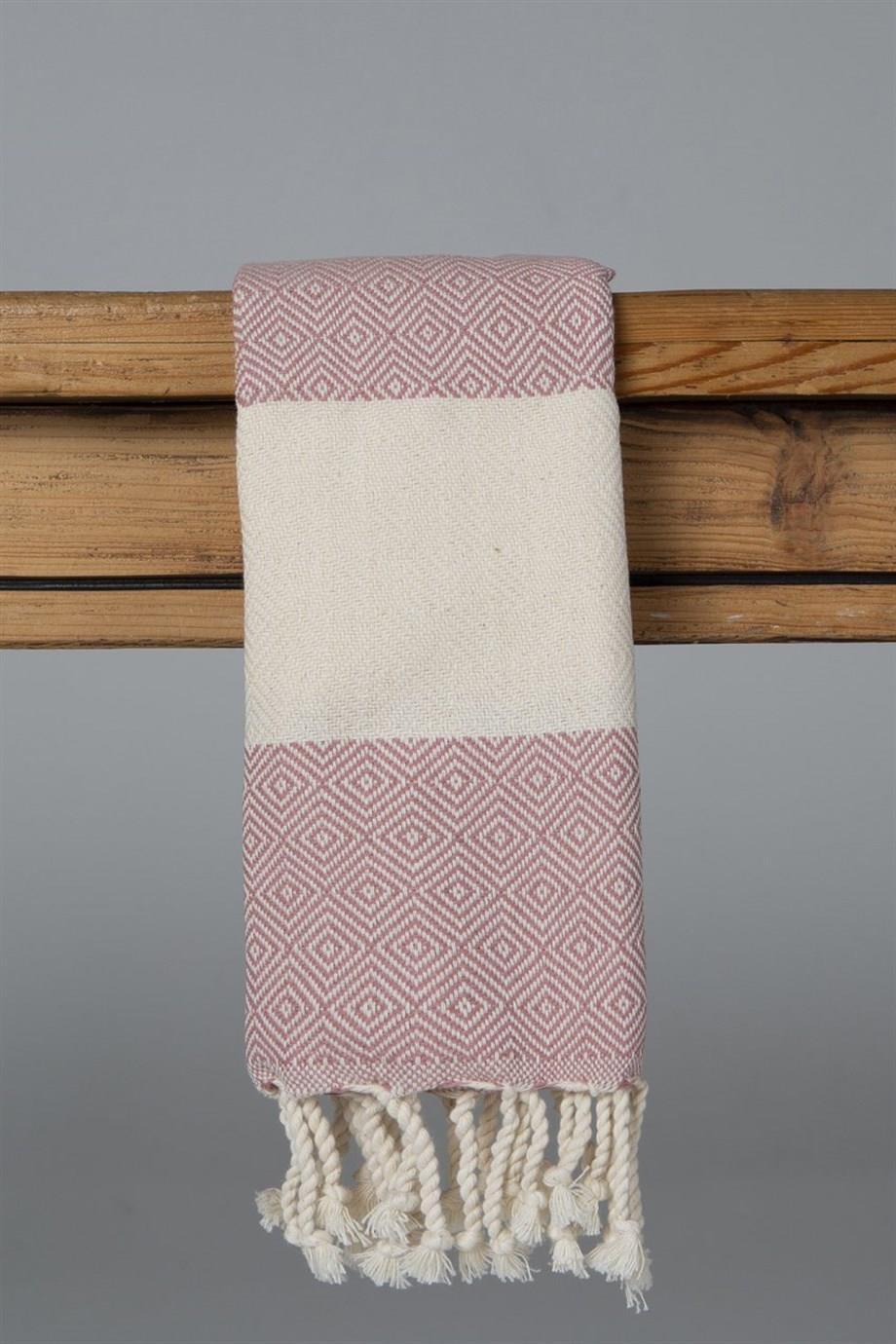 Elmas Desenli Mutfak Havlusu Gül Kurusu