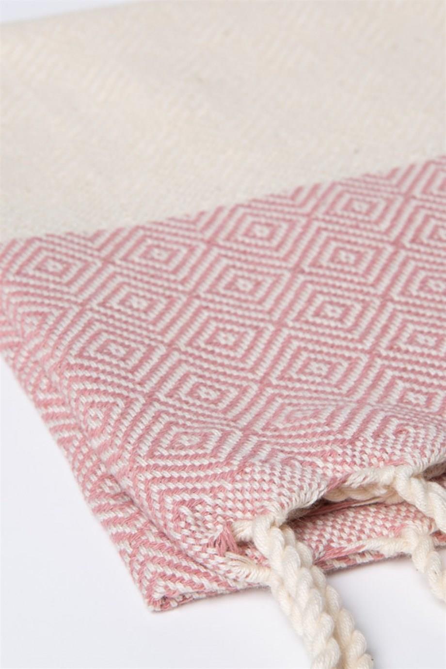 Elmas Desenli Mutfak Havlusu Gül Kurusu