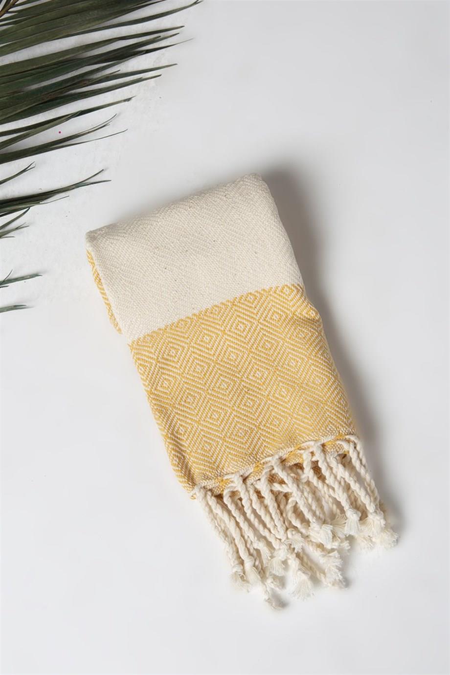 Elmas Desenli Mutfak Havlusu Hardal