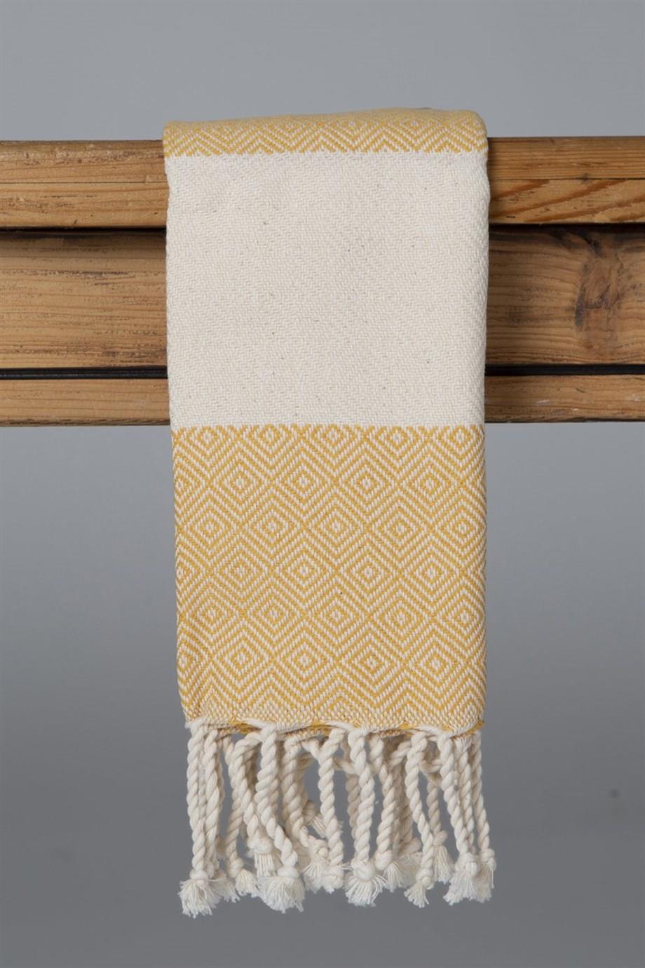 Elmas Desenli Mutfak Havlusu Hardal