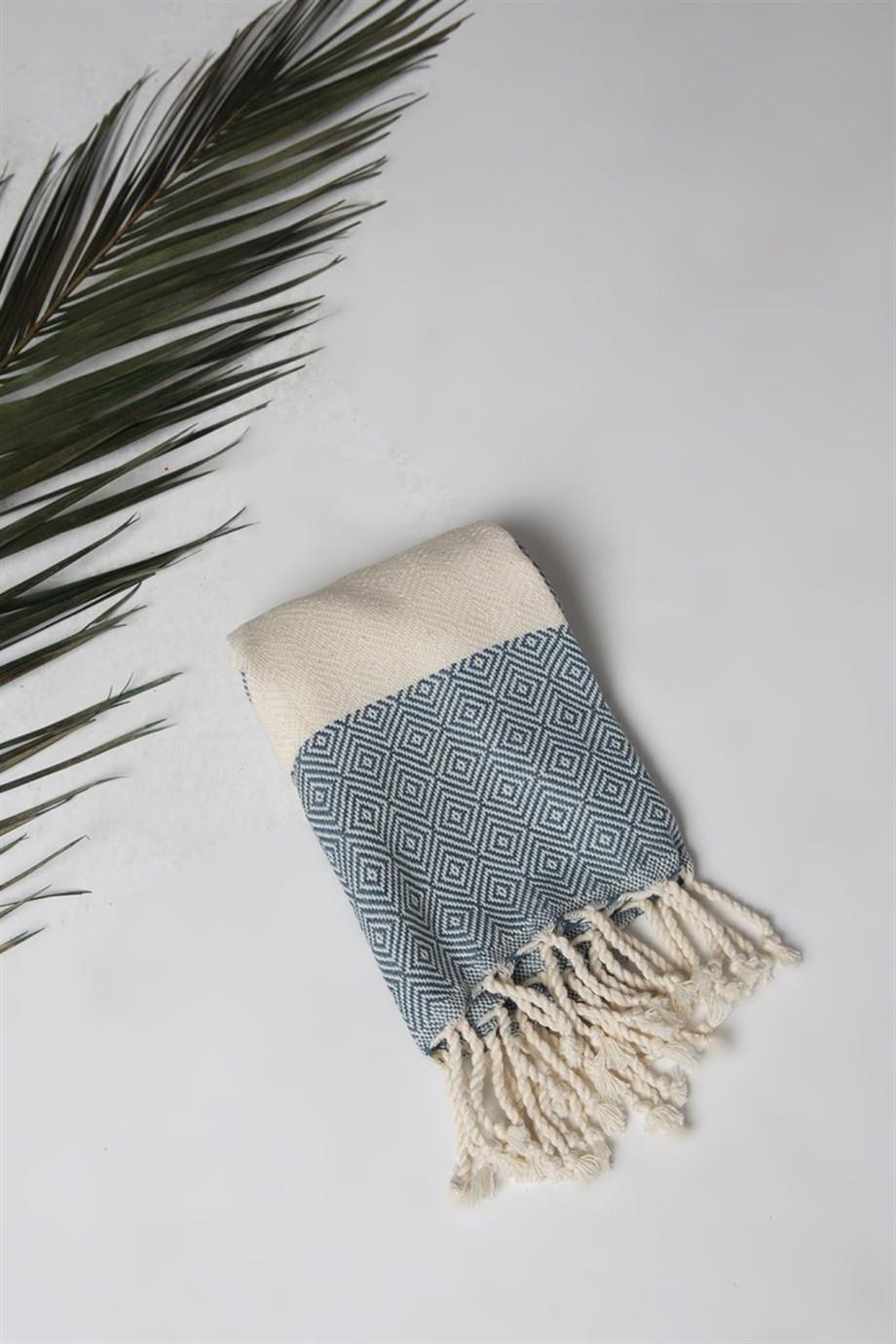 Elmas Desenli Mutfak Havlusu Petrol Mavisi