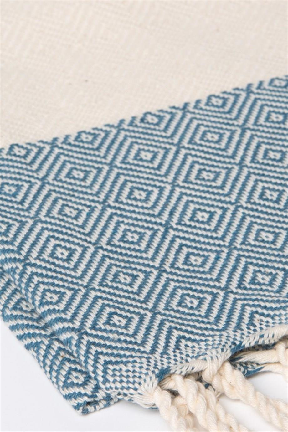 Elmas Desenli Mutfak Havlusu Petrol Mavisi