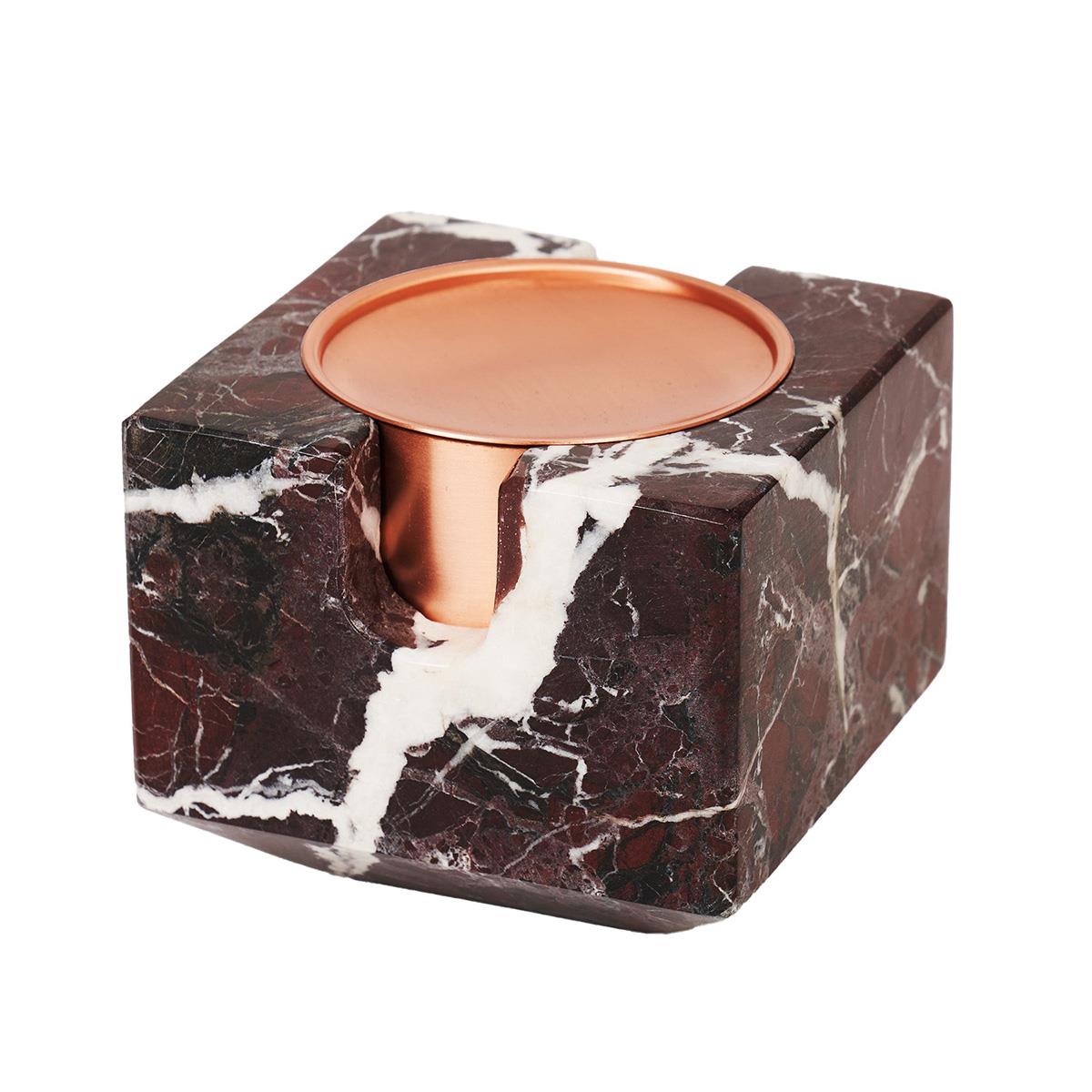 Glow Ela Bakır Mermer Mumluk