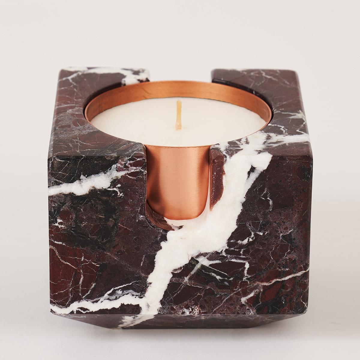 Glow Ela Bakır Mermer Mumluk