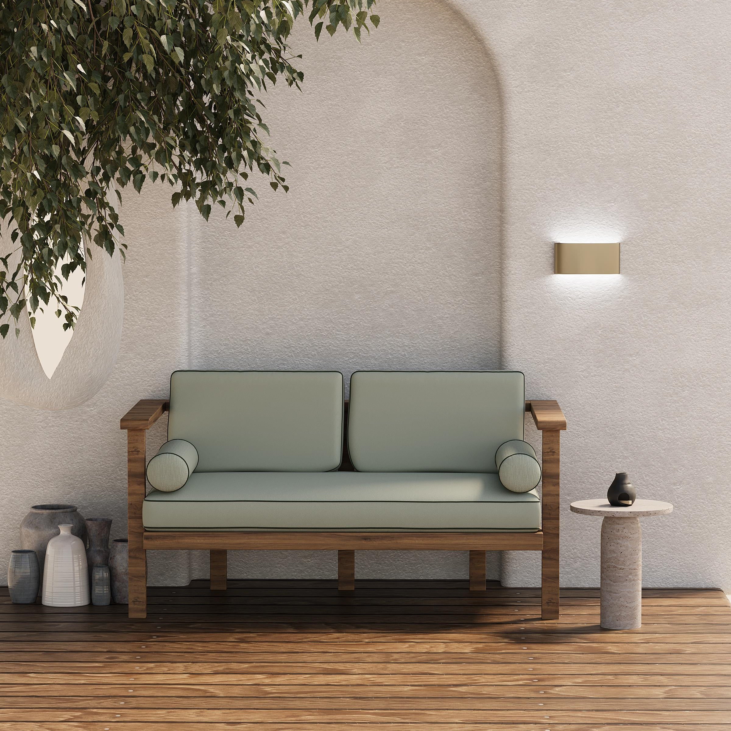 Harmony Iroko Wooden Two Seater Sofa