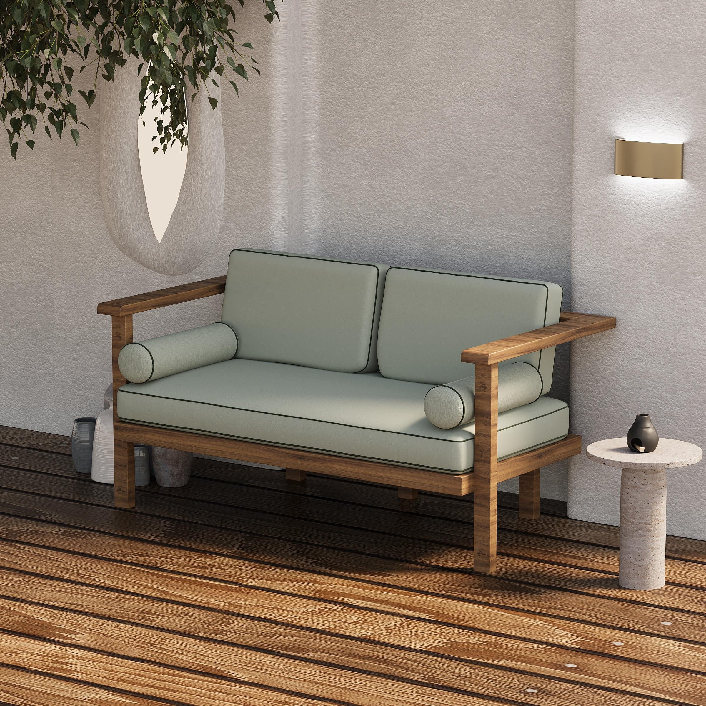Harmony Iroko Wooden Two Seater Sofa