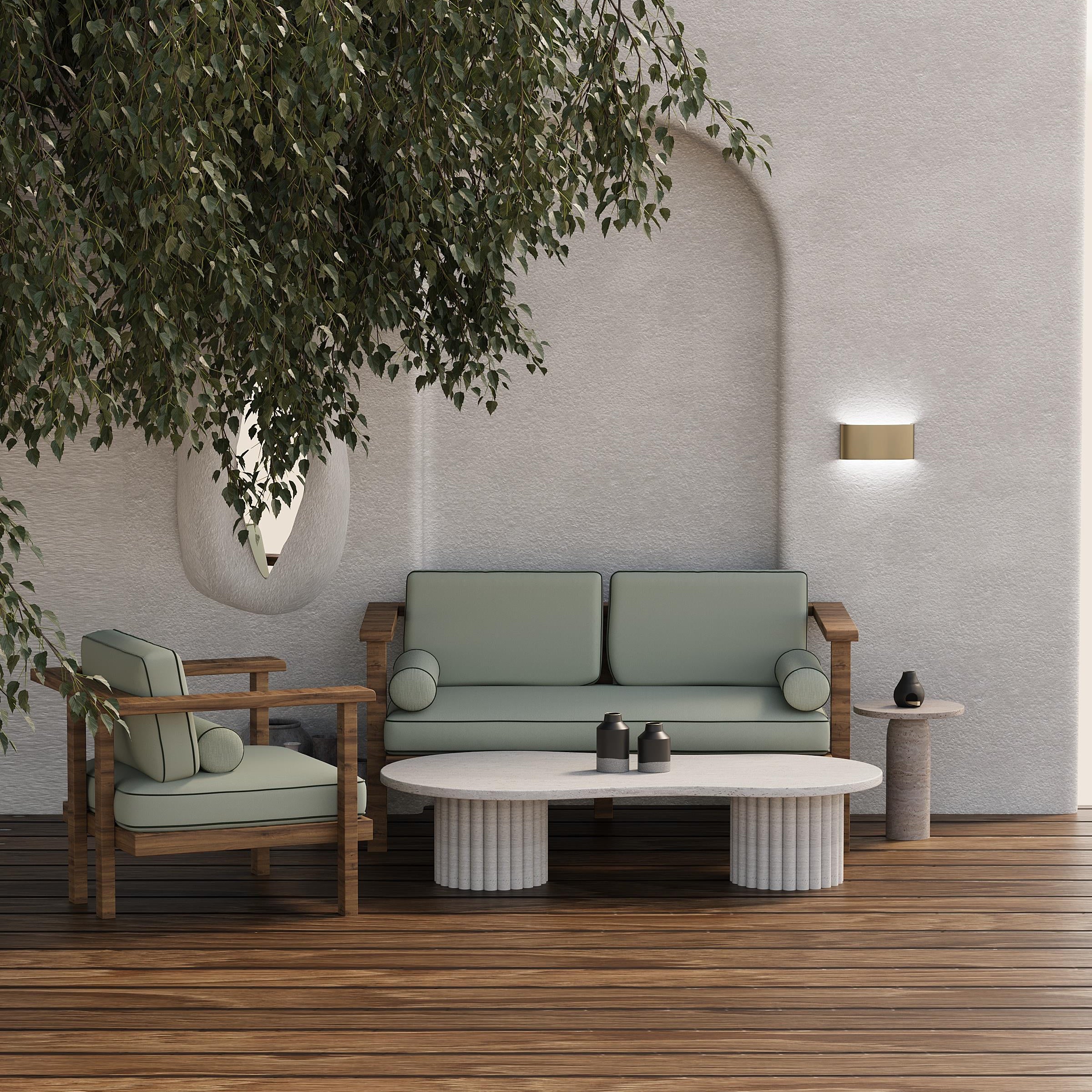 Harmony Iroko Wooden Two Seater Sofa
