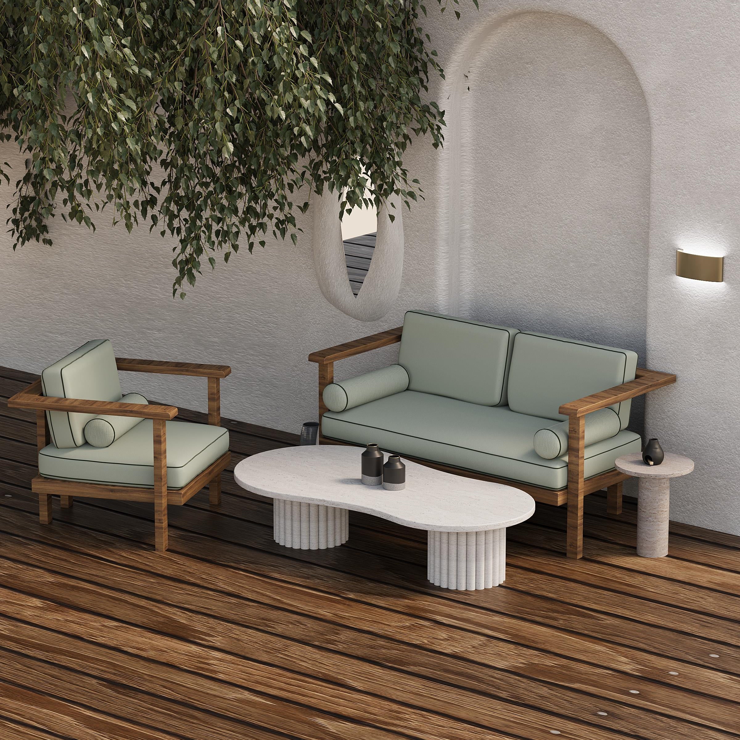 Harmony Iroko Wooden Two Seater Sofa