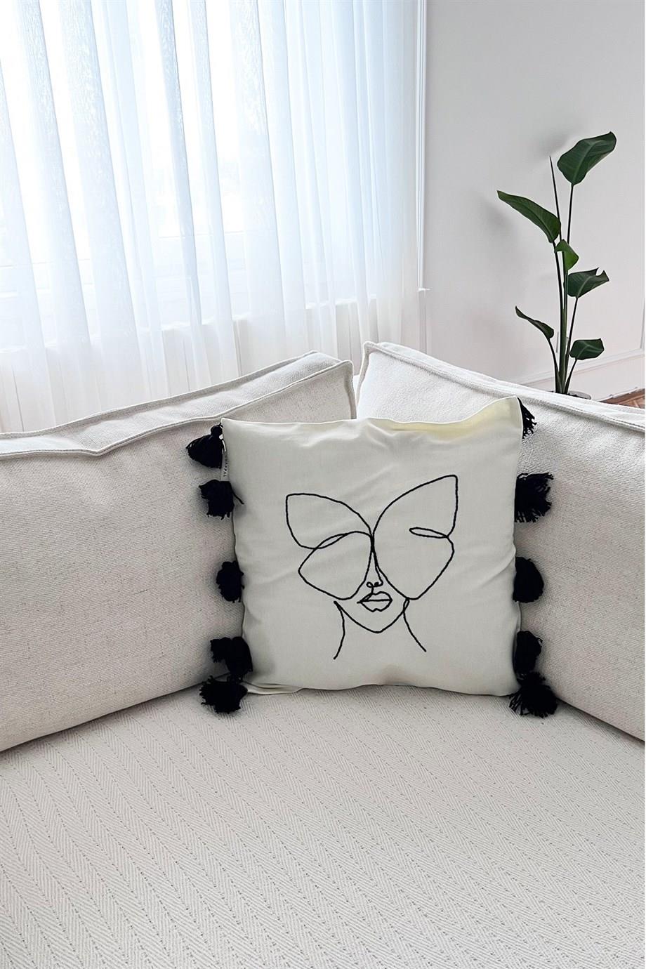 Throw Pillow Case with Female Figure