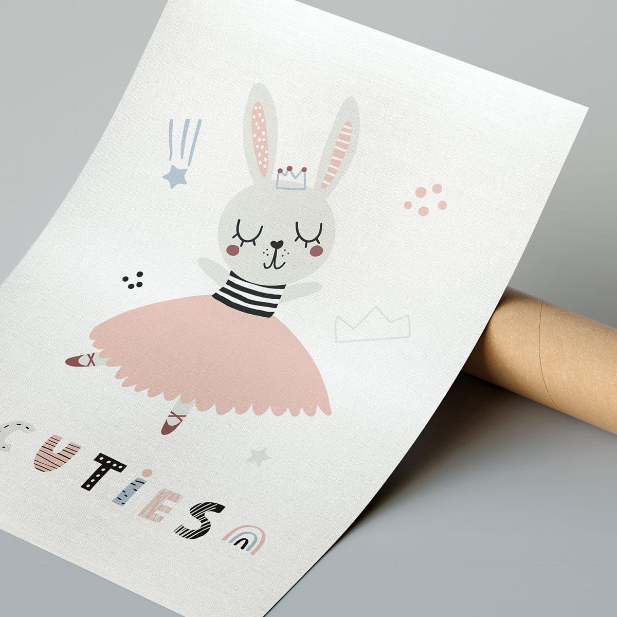 Kız Tavşan Çerçeveli Poster