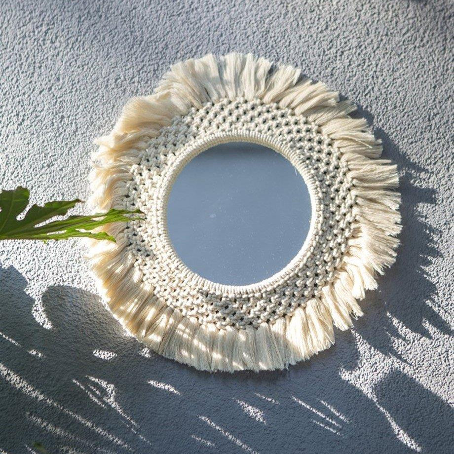 Cream Macrame Mirror