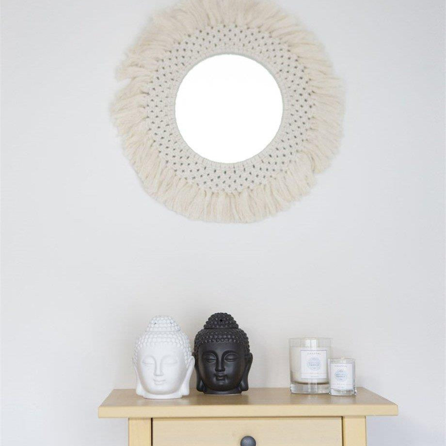 Cream Macrame Mirror