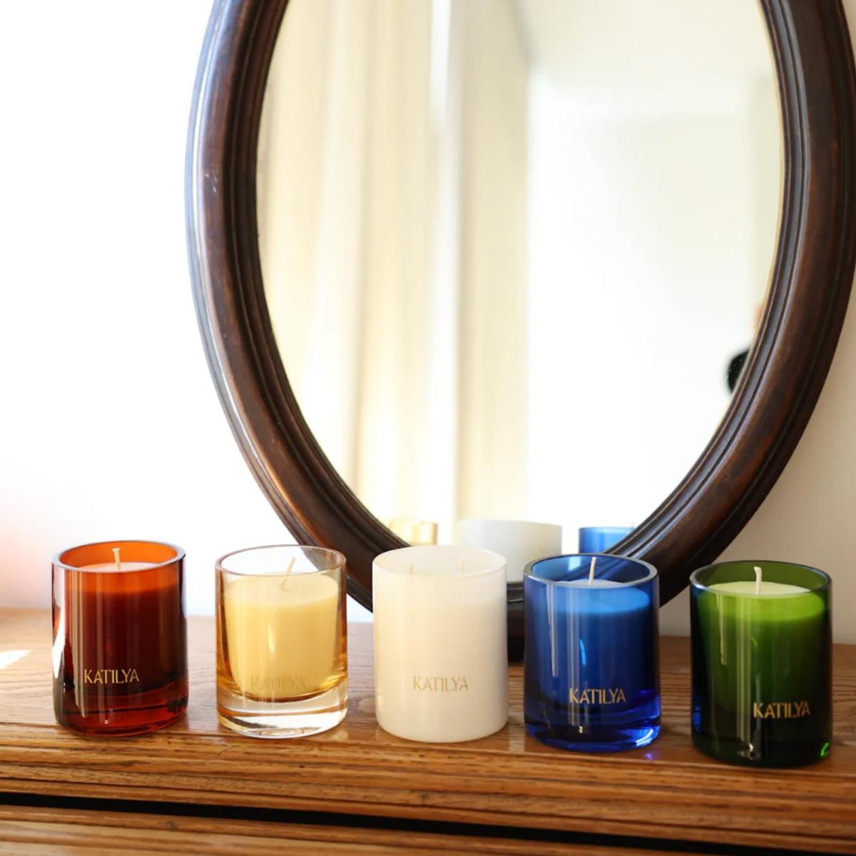 Mamul Yasemin, Pamuk ve Şeftali Çiçeği Kokulu Soya Mum (El Yapımı Cam, 220g)