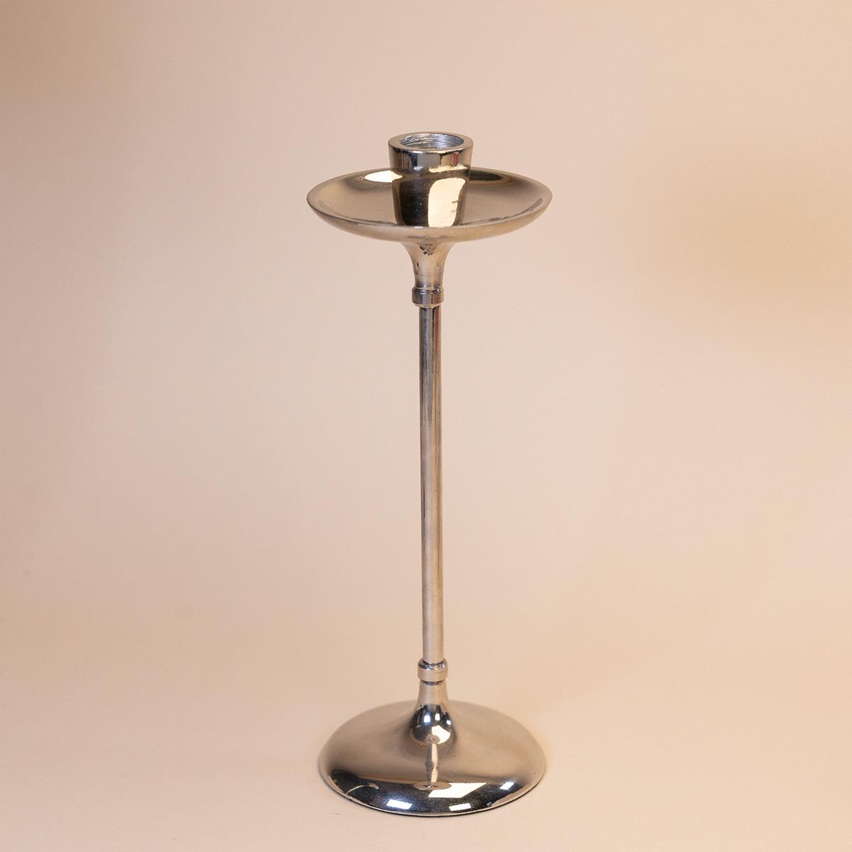 Metal Candlestick Silver Color 24 cm