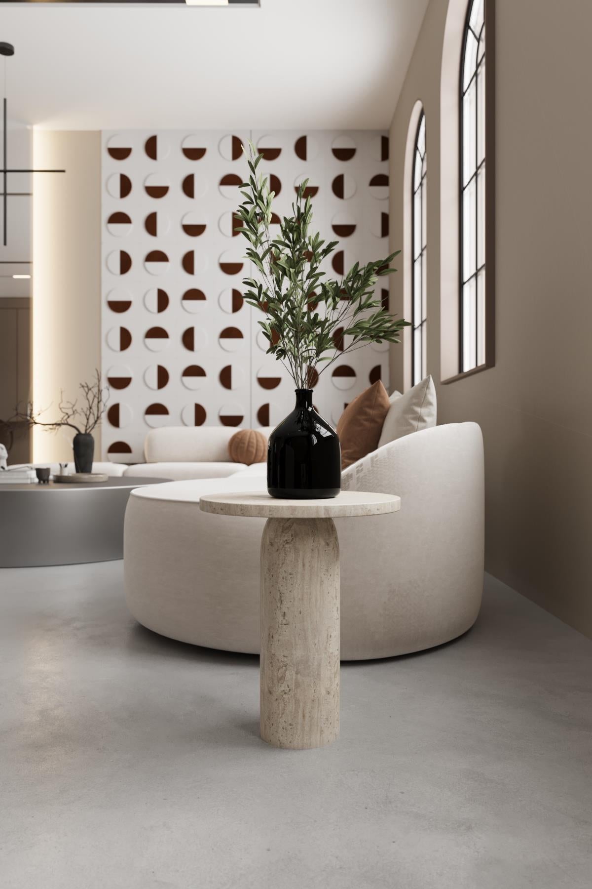 Monet Traverten Küçük Boy Yan Sehpa