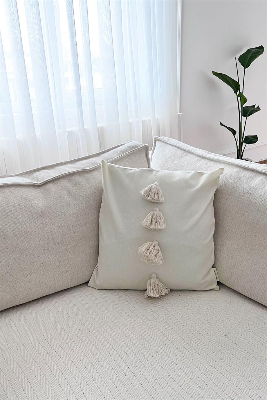 Püsküllü Kırlent Kılıfı