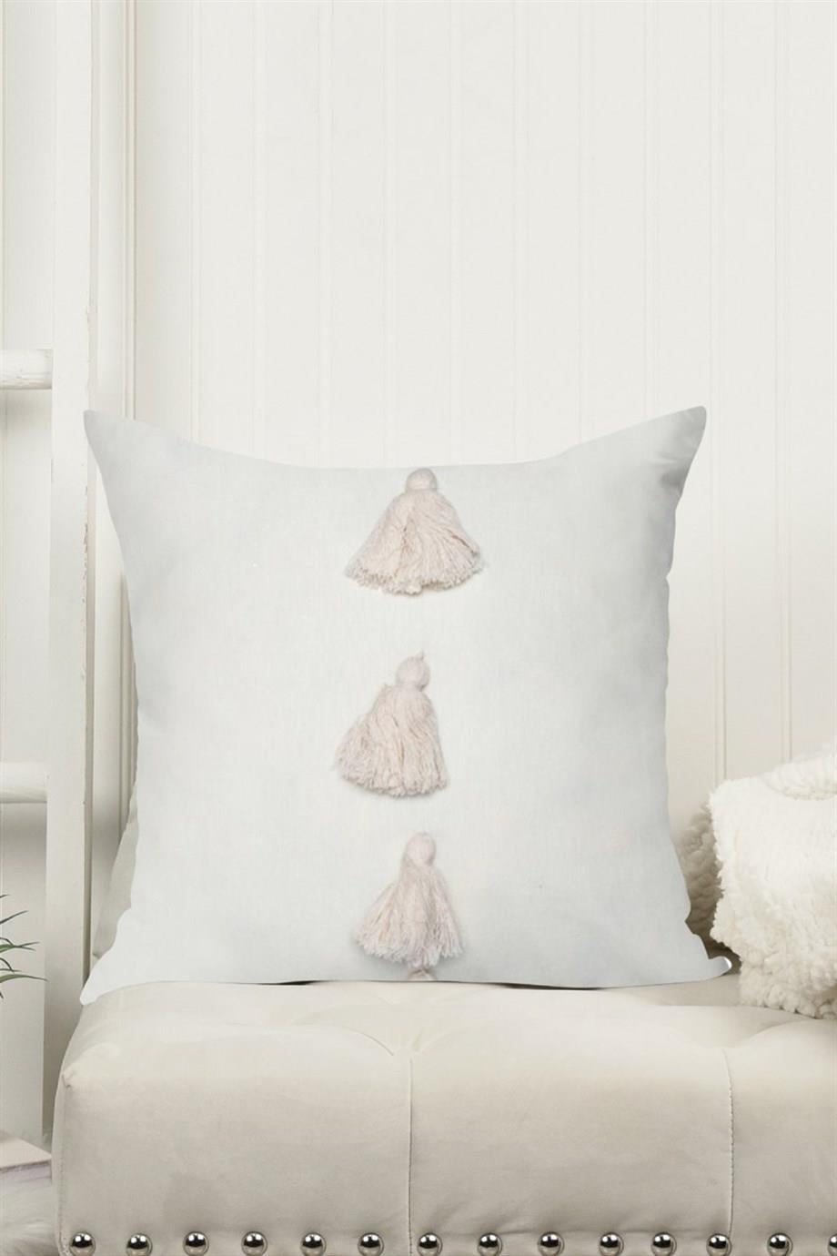 Püsküllü Kırlent Kılıfı