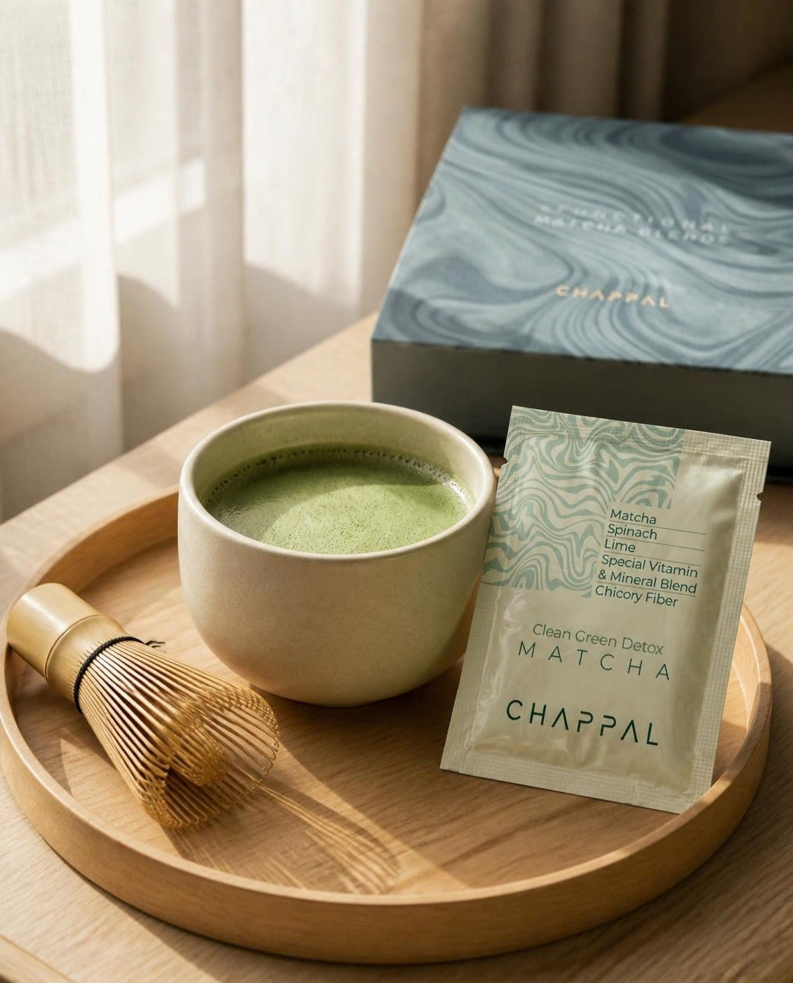 Sabah ritüeli — Chappal matcha latte ve Clean Green Detox karışımı
