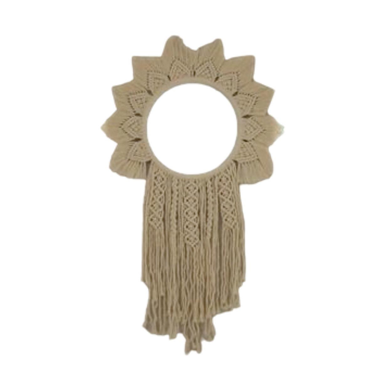 Fringed Macrame Mirror