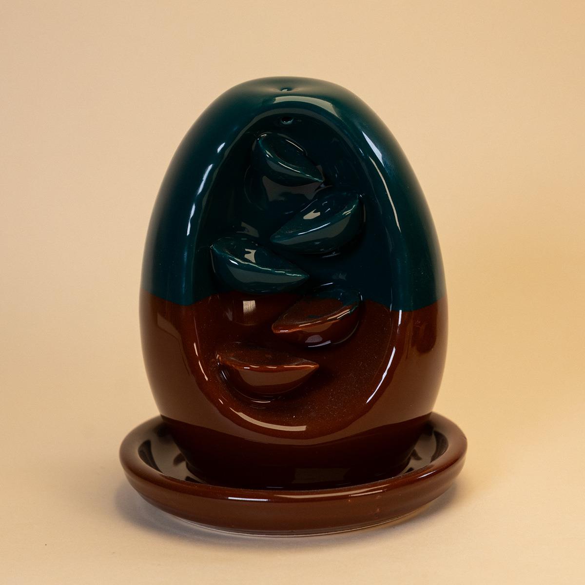 Seramik Geri Akış Tütsülük Kahverengi Petrol Yeşili