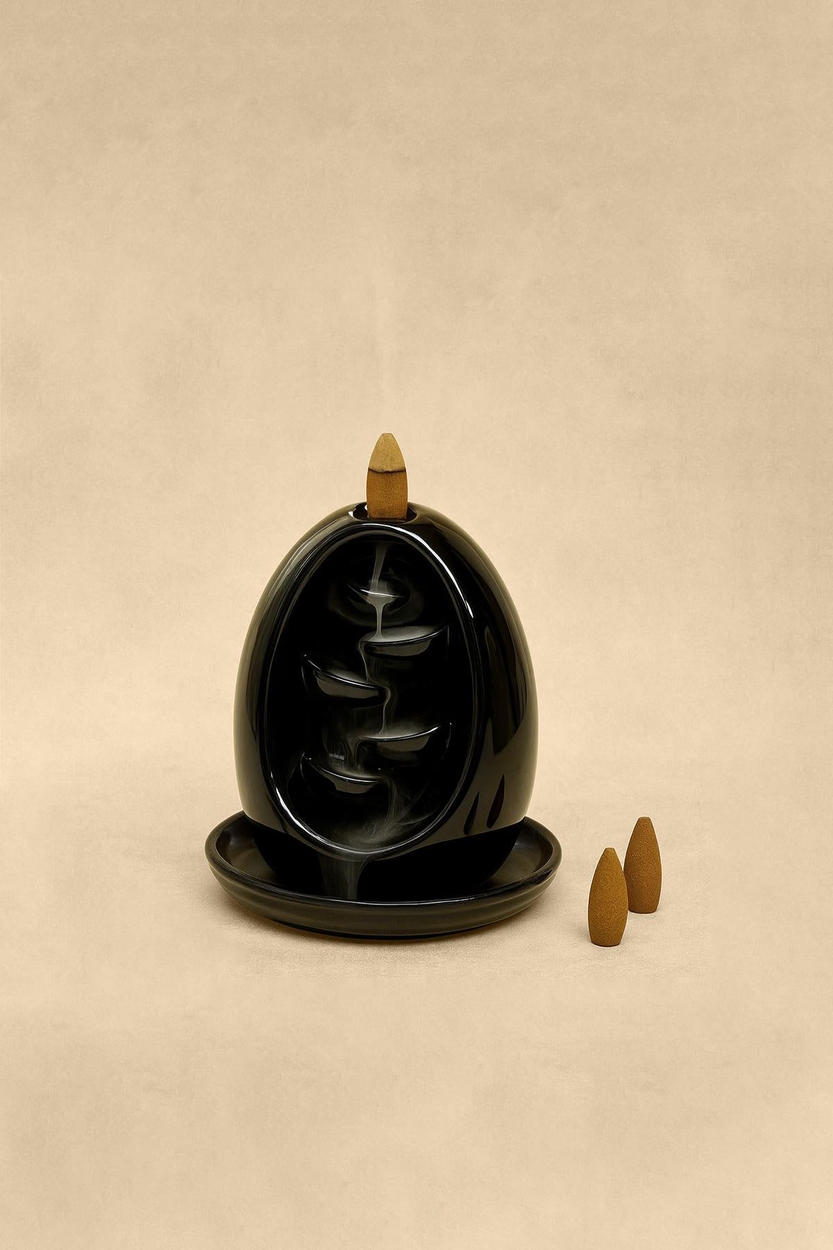 Ceramic Backflow Incense Burner Black