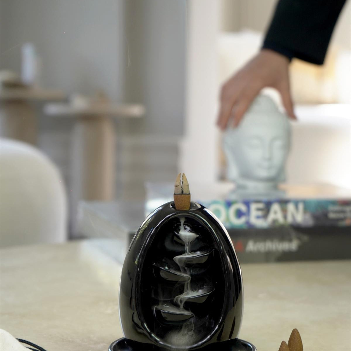 Ceramic Backflow Incense Burner Black