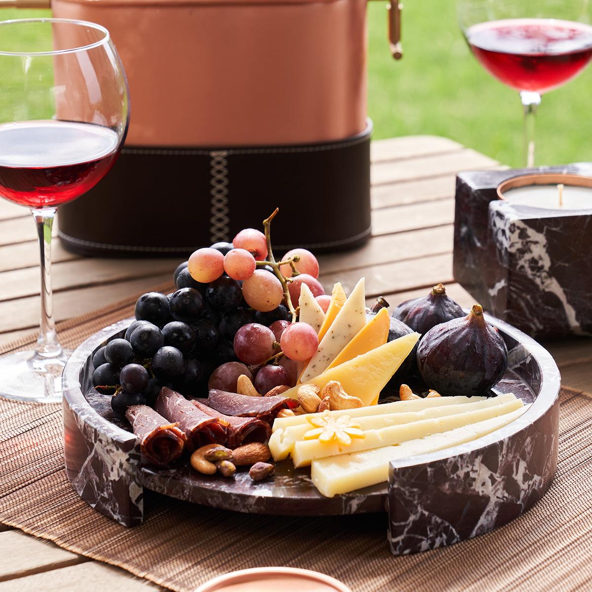 Solid Ela Mermer Peynir ve Sunum Tepsisi