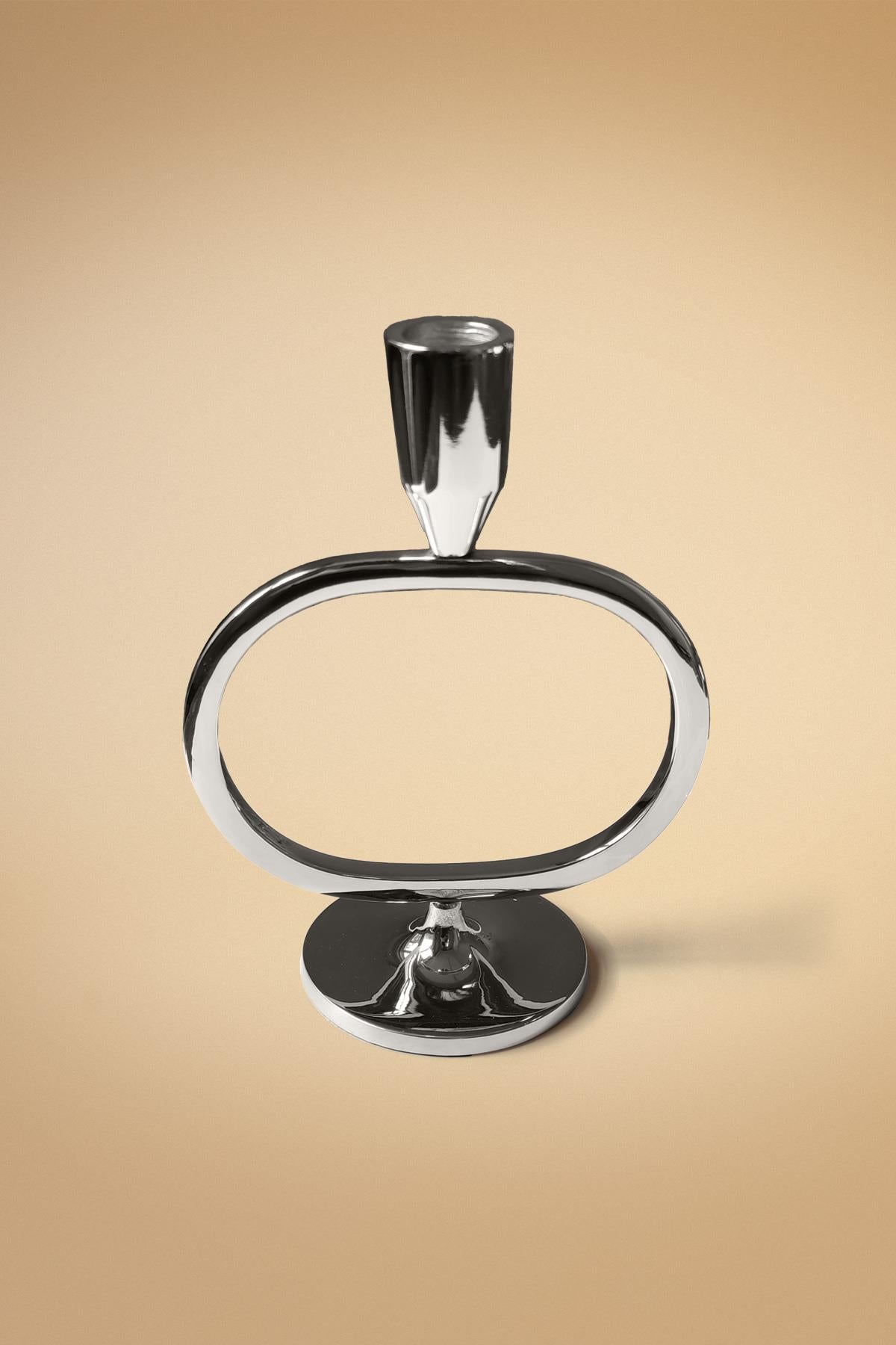 Single Metal Candlestick Silver Color