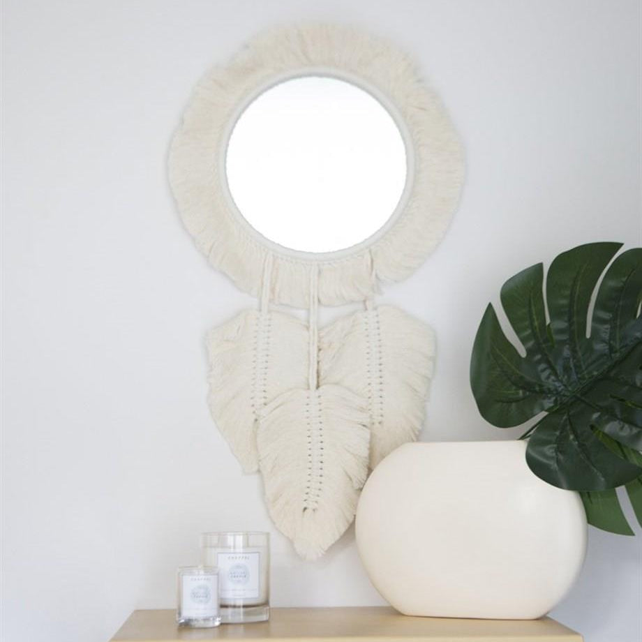 Leaf Patterned Bohemian Mirror