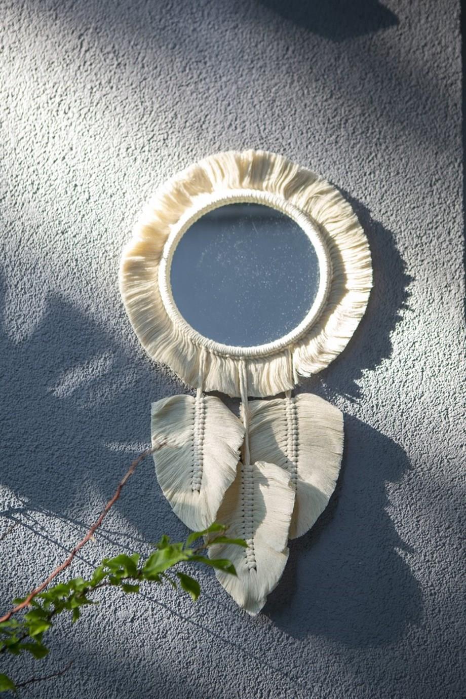 Leaf Patterned Bohemian Mirror