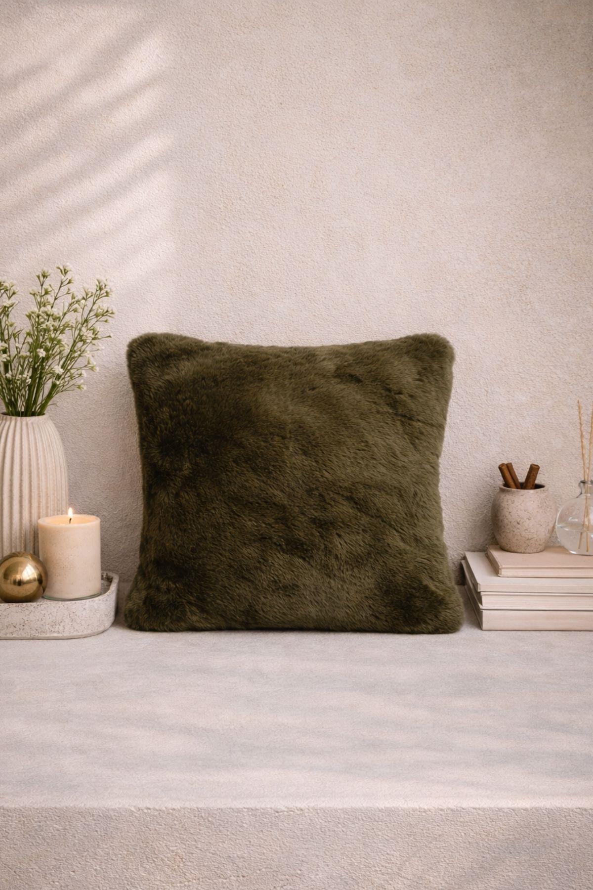 Yeşil Peluş Kırlent