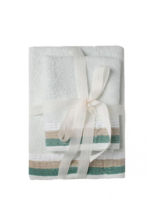 Set of 2 Bordered Towels Mint