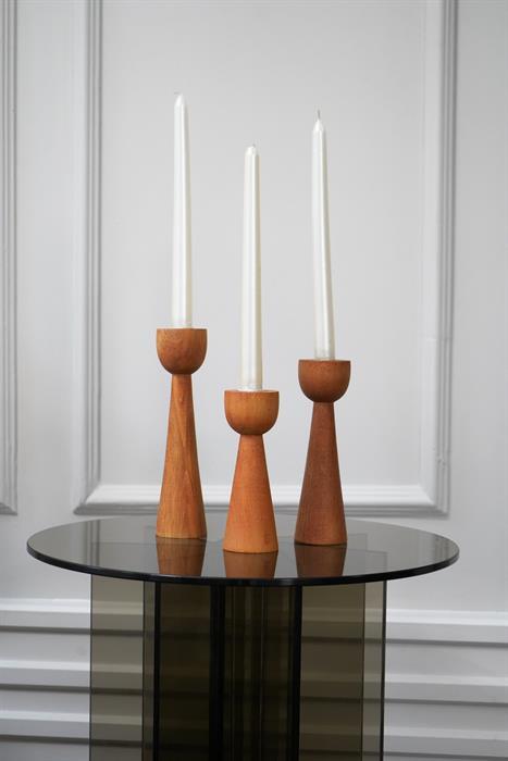 3-Piece Minimal Wooden Candlestick