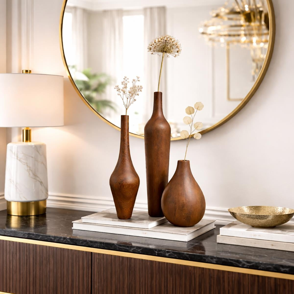 Zenith Curves – Three-Piece Wooden Vase Set